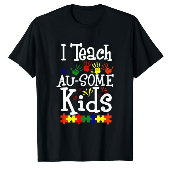 AALJY Autism Teacher Puzzle Piece Students Womens Autistic Teach T-Shirt