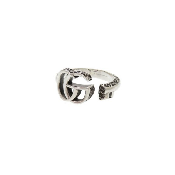 Pre-Owned Gucci Double G Ring, Silver 925, Size 15-16 (#17), 1241GUCCI (Good)