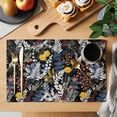 thumbnail image 2 of Wildflowers Blossom Placemats Set of 8 Black Spring Garden Botanical Floral Place Mats Indoor Wipeable Table Mats Washable Cloth Dining Table Placemats for Kitchen Holiday Party Home Decor 13x19 Inch, 2 of 9