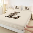 thumbnail image 4 of Erosebridal L Letter Monogrammed Full Size Sheets 4-Piece For Teens Adults,Girls Boys Vintage Cheetah Print Bow Bed Sheets, 4 of 5