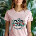 thumbnail image 5 of Christian Floral Graphic T-Shirt With God All Things Are Possible, Gold, Size M, 5 of 6