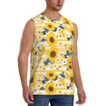 thumbnail image 2 of Pofeuu Striped Sunflower Daisy Print Men's Muscle T-Shirt, Sleeveless, Muscle Tank, Classic Muscle Tee Top For Men Casual Sleeveless Muscle T-Shirt Trendy Clothes-Large, 2 of 7