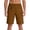 Brown, variant on Mens Mid Rise Cotton-Linen Blend Casual Shorts, Drawstring Waist Loose Breathable Vacation Style Bottoms Gray M