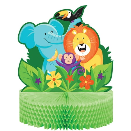 Party Central Pack of 6 Green and Aqua Blue Jungle Safari Centerpieces 12"