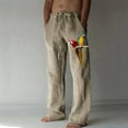 thumbnail image 2 of IROINNID Men's Sweatpants Premium No Iron Khaki Classic Fit Expandable Waist Linen Pants (Regular and Big & Tall Sizes), 2 of 7