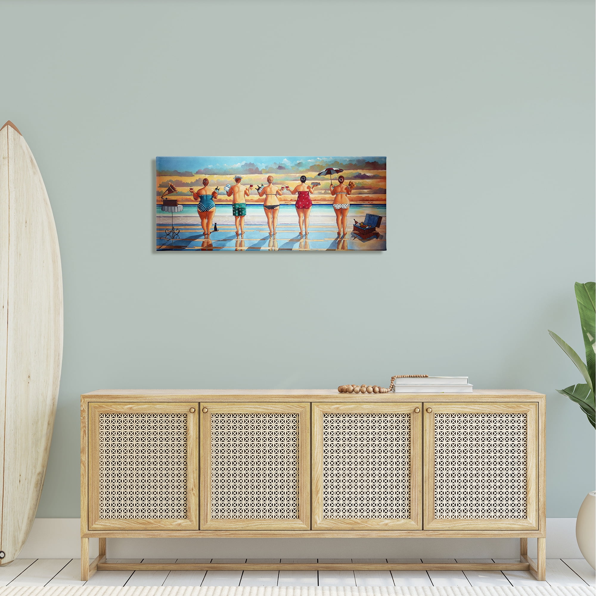 Stupell Beach Friends Coastal Summer Fun Landscape Painting Gallery Wrapped Canvas Print Wall Art