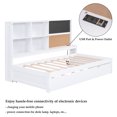 thumbnail image 6 of Bellemave Twin Size Daybed with Storage Shelves and Trundle Twin Platform Bed with Blackboard, Cork Board and USB Port All in One Wooden Bed for Teens, White, 6 of 13