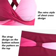 thumbnail image 4 of LAICAIW Womens Two Piece Swimsuits Wrap Front Bikini High Waisted Bottom Tummy Control Bathing Suits Vintage Print Swimwear, 4 of 7