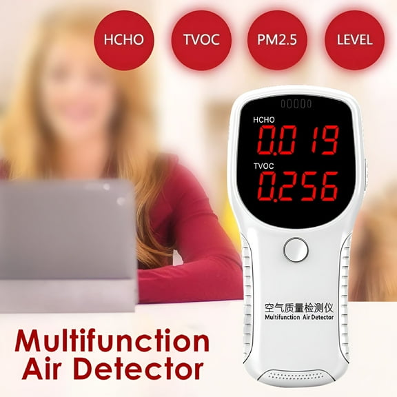 GJX Digital Air Quality Monitor HCHO TVOC Formaldehyde Gas Detector Tester, White
