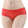 thumbnail image 2 of YWDJ Womens Cheeky Panties No Show Lace Lightweight No Show Sexy Lingerie Thongs Panties Ladies Hollow Out Underwear Red S, 2 of 9