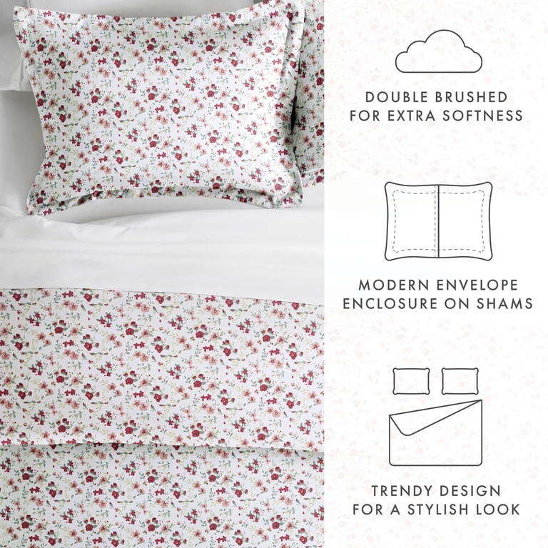 Noble Linens Pink Blossoms Print Duvet Set, Full/Queen photo 2