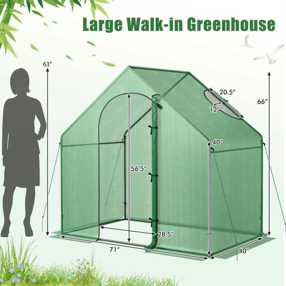 Yardi Yarda Portable Outdoor Warm House with PE Cover and Roll-up Zippered Door, Mini Walk-in Greenhouse, Green
