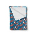 thumbnail image 2 of Cartoon Soft Flannel Fleece Throw Blanket, Fox with Heart and Dots Pattern, Cozy Plush for Indoor and Outdoor Use, 50" x 70", Dark Salmon Azure Blue, by Ambesonne, 2 of 5