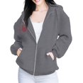 thumbnail image 2 of Futezty Women's Drawstring Zip Up Cute Hoodies Fall Jacket Oversized Casual Sweatshirts with Pocket, 2 of 4