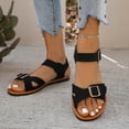 thumbnail image 7 of Bkhluea Women Casual Flat Sandals Dual Buckle Shoes Comfortable For Work Office Daily Travel Walking Outdoor Activities, 7 of 7