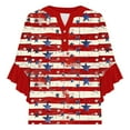 thumbnail image 5 of asdoklhq Red White Blue Shirts Tops Trendy American Flag Shirts Ladies Lace 3/4 Sleeve V-Neck Button Independence Day Printed Multicolor 2X, 5 of 5