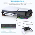 thumbnail image 5 of RGB Horizontal Stand for PS5 Pro / Slim Console Accessories with 14 Light Mode and 4 USB Hubs, Side Stand for Playstation 5 Pro / Slim Disc & Digital, Base Holder with Fast Charging, Black, 5 of 8