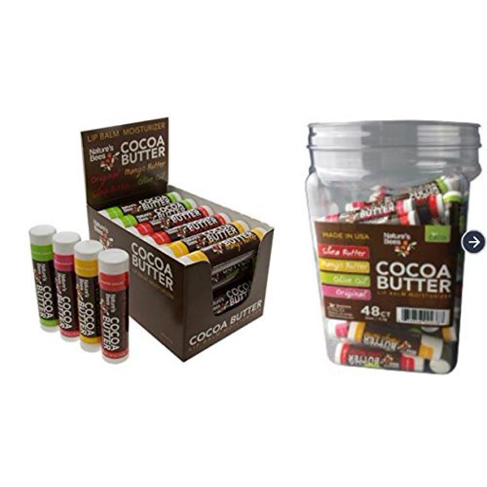 72 Pack Nature's Bees Cocoa Butter Lip Balm Tubes Moisturizer All