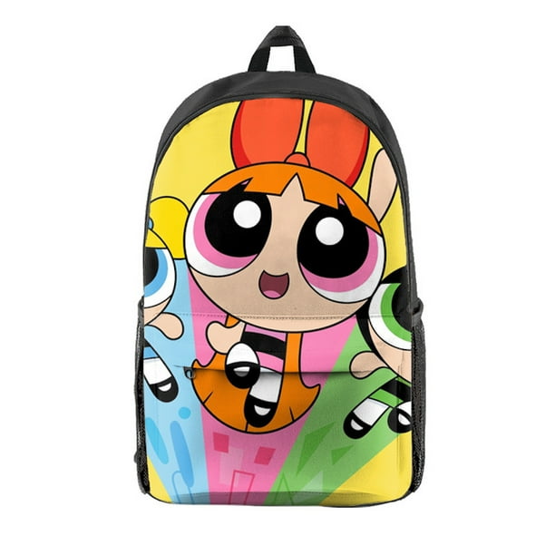 Mochila Powerpuff Girls Bubbles con dibujos animados para niños, escuela, 26 x 15 x 44 cm