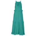 thumbnail image 4 of Womens Summer Boho Halter Maxi Dresses 2024 Casual Built in Bra Dress Sleeveless Pleated Tiered Flowy Beach Vacation Long Dress Army Green S, 4 of 9