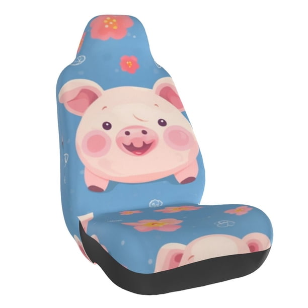 Fotbe Cute Pig Flowers Funda para Asiento de Auto con Estampado – Impermeable y Antisudor – Ajuste Universal, Lavable a Máquina, Antideslizante (1 Pieza)