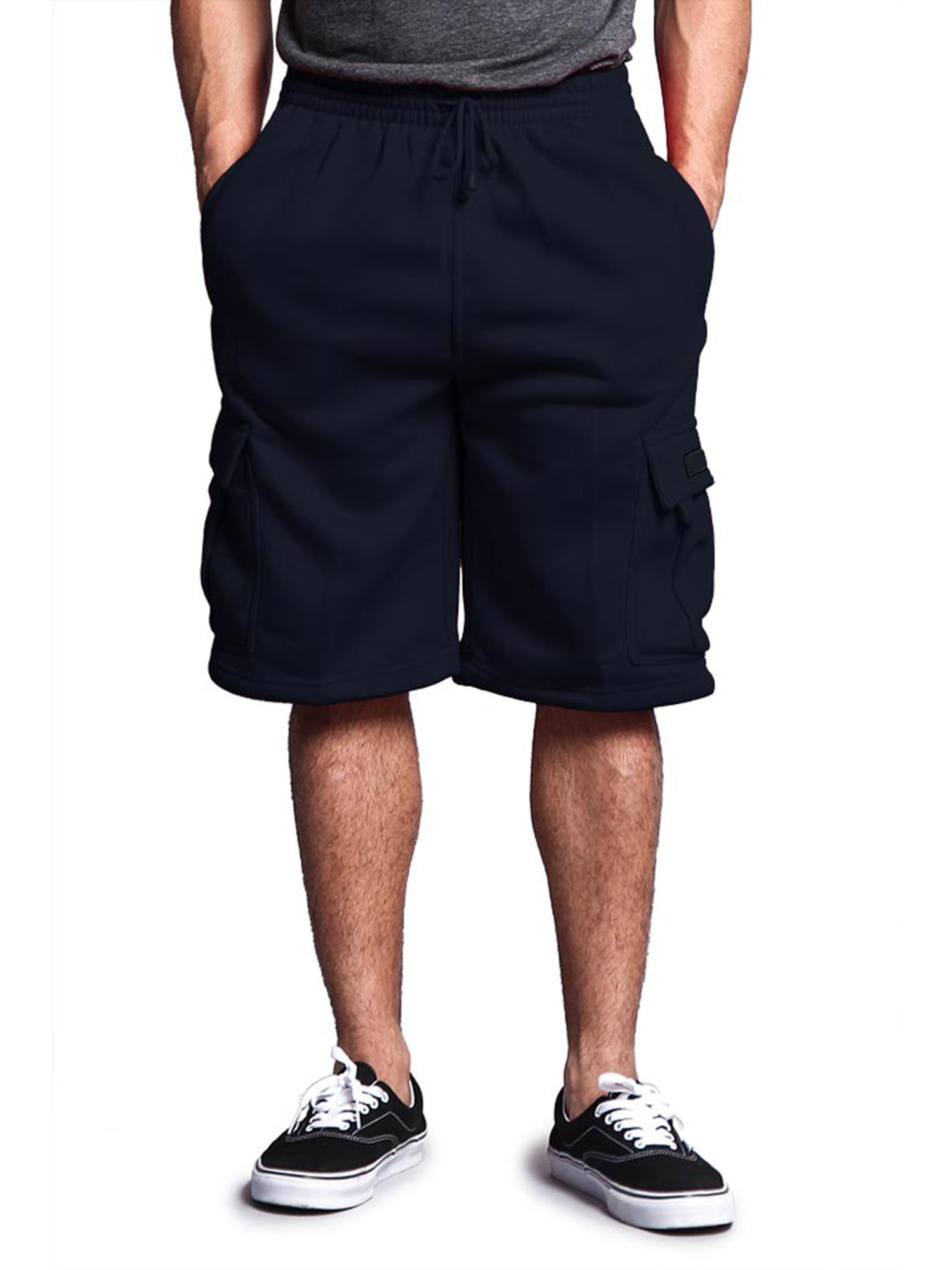 G-Style USA Men's Solid Fleece Cargo Shorts DFP1 - NAVY- Medium ...