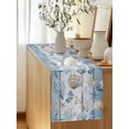 thumbnail image 2 of Ocean Life Starfish Coral Shell Table Runner 13x60in Non-Slip Cotton Linen Table Runners, Retro Blue Gradient Wood Grain Dresser Scarves TableRunner for Dinner Kitchen Dining Wedding Party, 2 of 9