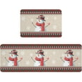 thumbnail image 2 of Kitchen Rug Mat Christmas Snowman Snowflake, Set of 2, Anti-Fatigue Non-Skid Washable Kitchen Runner Rugs, Farmhouse Red Buffalo Plaid Soft Comfort Rug for Kitchen, Floor Home, Front of Sink, Laundry, 2 of 6