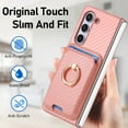 thumbnail image 6 of for Samsung Galaxy Z Fold 4 Wallet Case with Ring Holder and Detachable Credit Card Slots, Carbon Fiber Texture Magnetic Kickstand Shockproof Protective Cover for Samsung Galaxy Z Fold 4, Pink, 6 of 11