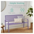 thumbnail image 4 of Outdoor Bench 2-Person Metal Steel Benches Furniture for Garden, Patio, Porch, Entryway w/Geometric Backrest, 790lb Capacity - Lavender, 4 of 7