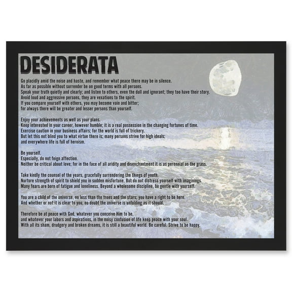 Desiderata Ehrmann Go Placidly Amid Noise Haste Quote Typography A4 Artwork Framed Wall Art Print