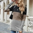 thumbnail image 4 of Womens Color Block Patchwork Tunic Tops Crewneck Long Sleeve Dressy Casual T Shirts Loose Comfy Basic Fall Blouses Tops, 4 of 6