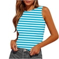 thumbnail image 1 of Dealovy Womens Tank Tops Summer Sleeveless Crew Neck Slim Fitted Striped Print Basic Tees Shirts, 1 of 4