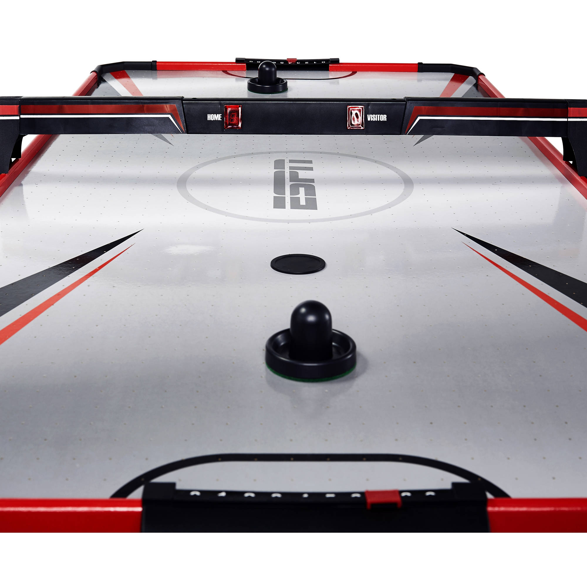 ESPN 60" Air Powered Hockey Table with Overhead Electronic Scorer, Accessories Included, Black/Red - image 5 of 8