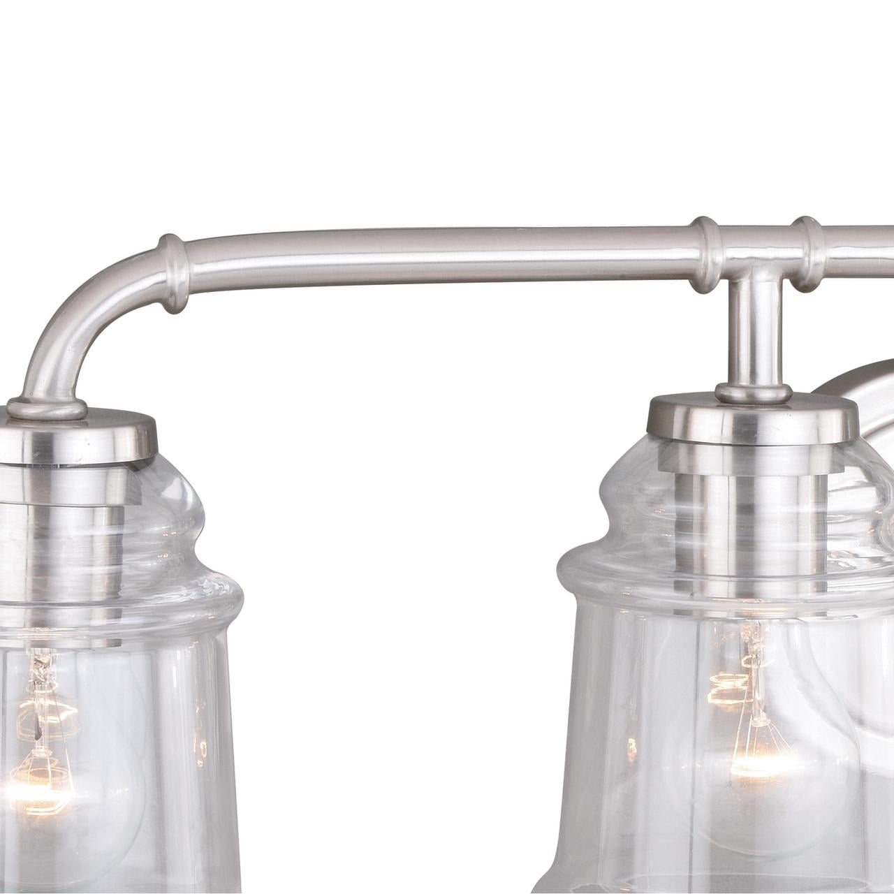 4 Light Vanity Light Fixture - Satin Nickel Bathroom Lighting - Industrial Farmhouse Style