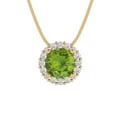thumbnail image 2 of 1.24 ct Brilliant Round Cut Halo Natural Peridot 14k Yellow Solid Gold Everyday Affordable Designer Necklace Pendant with 16" Chain, 2 of 6