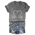 thumbnail image 4 of MESSIYO Shirts for Women Graphic Tees for Women womens v neck t shirts trendy womens tops women blouses Women's Fashionable Casual V Neck Love Printed Top Short Sleeved T Shirt Gray M, 4 of 4