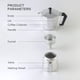 thumbnail image 3 of Cafetera exprés Sunnimix de aluminio plateada 6 tazas 300 ml Moka Pot, 3 of 6