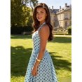 thumbnail image 2 of Blue Polka Dot Halter Neck Maxi Dress, Sleeveless A-Line Flowy Summer Dress For Beach Party, 2 of 6