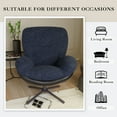 thumbnail image 6 of Jopath 360° Swivel Office Chair, Modern Chenille Chair with Faux Leather and Black Metal Base Frame, Accent Chair for Small Spaces, Living Room, Bedroom, Reading Corner, Office, Dark Blue, 6 of 10