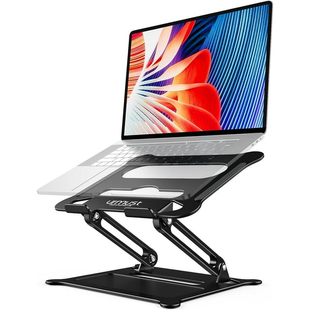 Adjustable Laptop Stand Ergonomic with Rotating Base Foldable & Portable Laptop Riser Compatible with MacBook Dell HP Lenovo and Other Laptops (Silver)