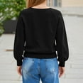 thumbnail image 6 of Women's Button Neck Sweater Long Sleeve Henley Fashion Loose Knit Pullover for Fall and Winter, Casual and Comfortable Top, Ideal for Daily Wear,Black,Size XL, 6 of 9