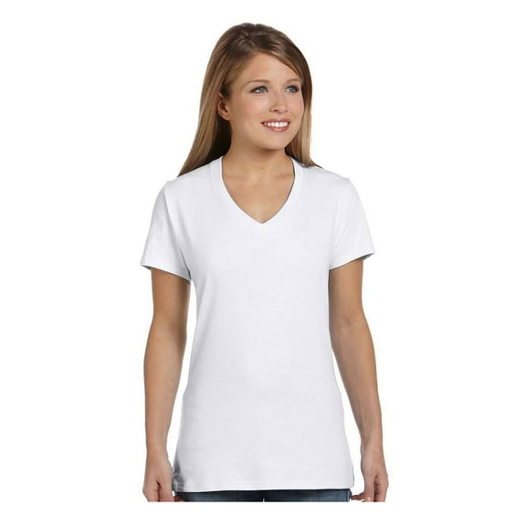 Hanes S04V Ladies Nano-T Cotton V-Neck T-Shirt