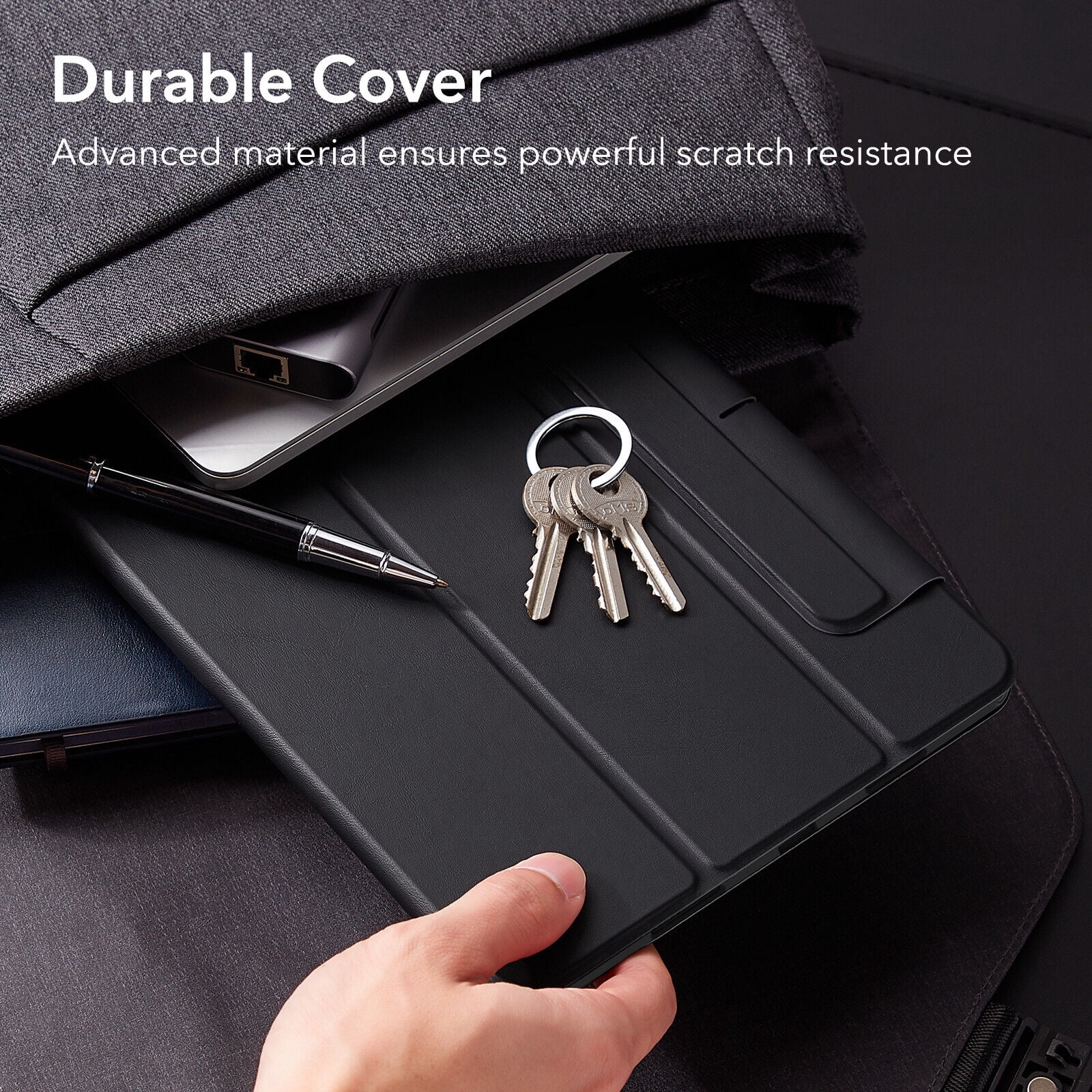ESR Hybrid Case Compatible with iPad Pro 12.9 Inch (2022/2021), iPad Pro 12.9 Case with Pencil Holder, Detachable Magnetic Cover, Vertical Stand, Rebound 360 Series, Black