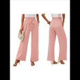 thumbnail image 3 of Pantalones de Salón Anchos para Mujer con Bolsillos, Cintura Alta, Ajustables, con Nudo y Holgados. Rosa XXL, 3 of 7