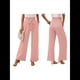 thumbnail image 3 of Pantalones de Salón Anchos para Mujer con Bolsillos, Cintura Alta, Ajustables, con Nudo y Holgados. Rosa S, 3 of 7