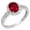Created-Ruby, variant on 10k White Solid Gold Oval Created Ruby and Natural Diamond Halo Birthstone Engagement Ring