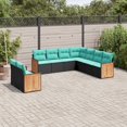 thumbnail image 1 of vidaXL 9 Piece Garden Sofa Set with Cushions Black Poly Rattan, 1 of 5