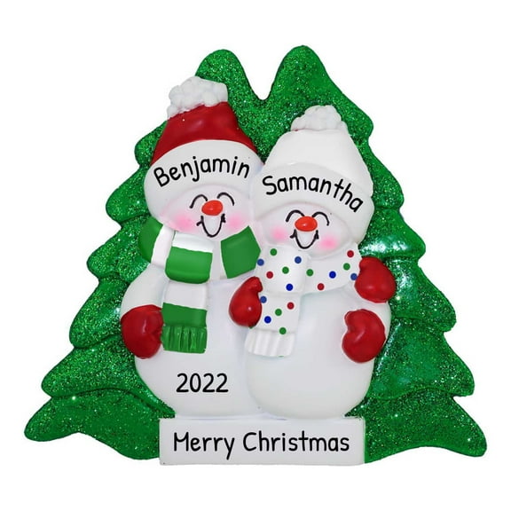 Personalized Couple Snowman Christmas Ornament 2024 - Our First Christmas Together Engagement Gifts