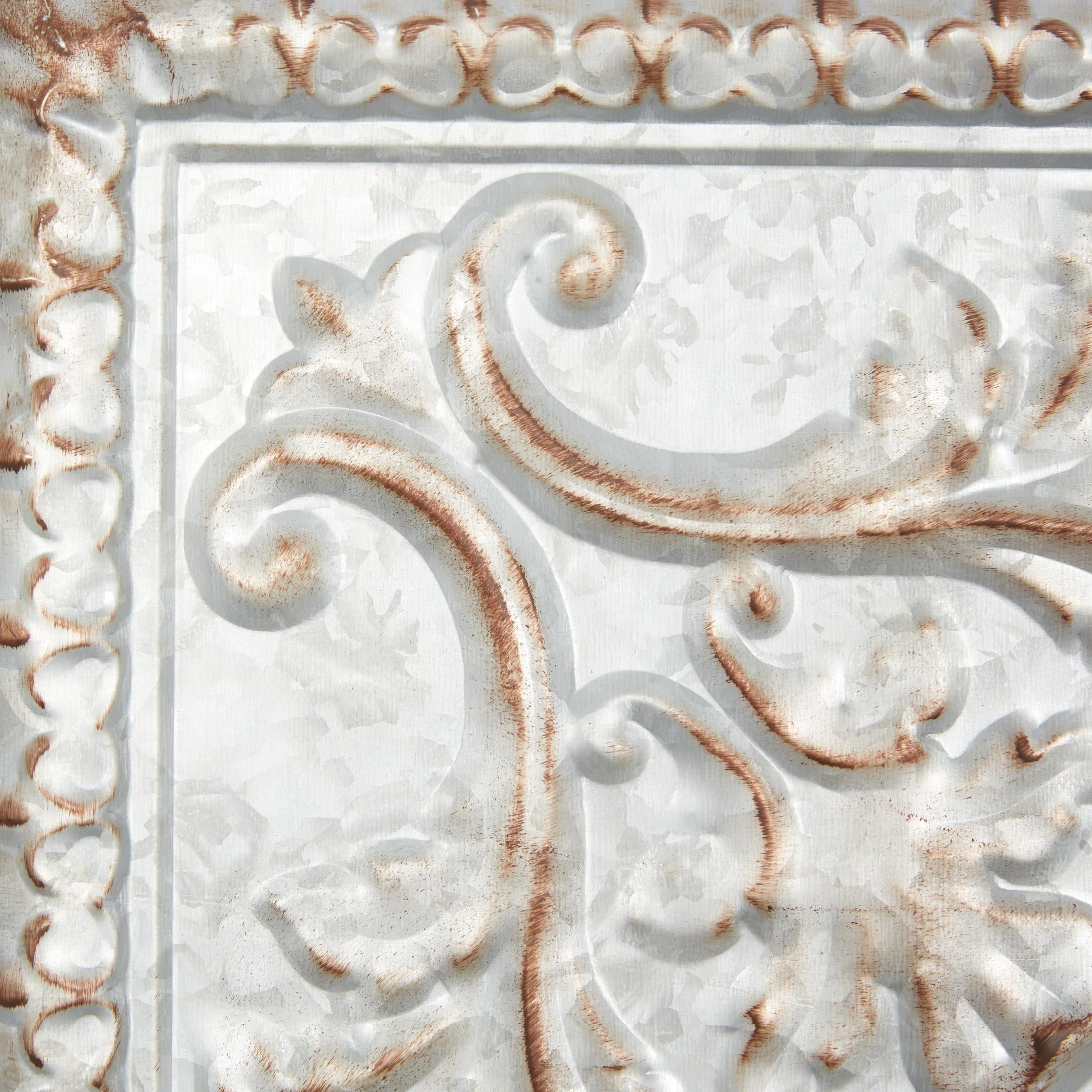 DecMode Gray Metal Scroll Wall Decor with Embossed Details